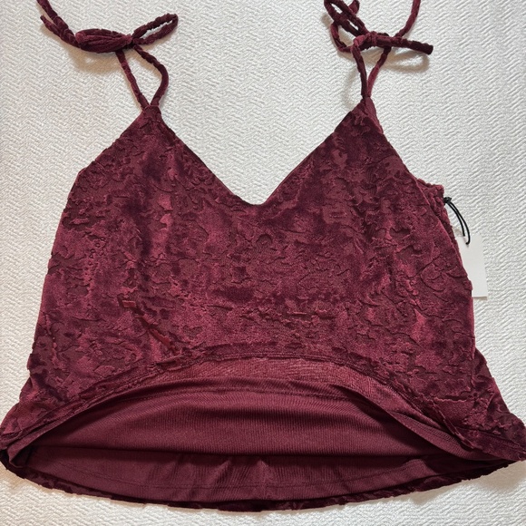 NWT DEX Velvet Burgundy Camisole Tank Top Adjustable Tie-Straps Size M - Picture 6 of 10